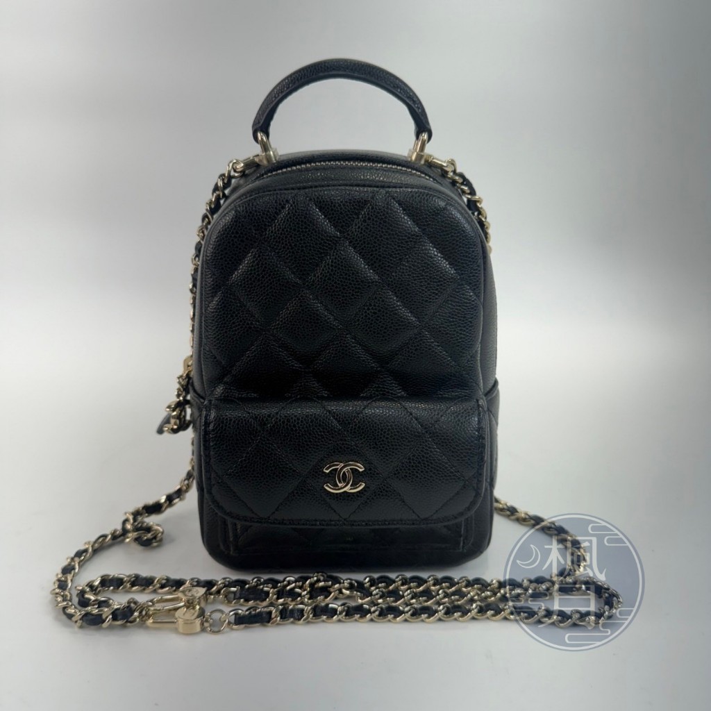 CHANEL 香奈兒 AP3753 黑金 荔枝皮 迷你 後背包 晶片款 手提包 肩背包 斜背包 時尚精品包 時尚百搭配件 | 蝦皮購物
