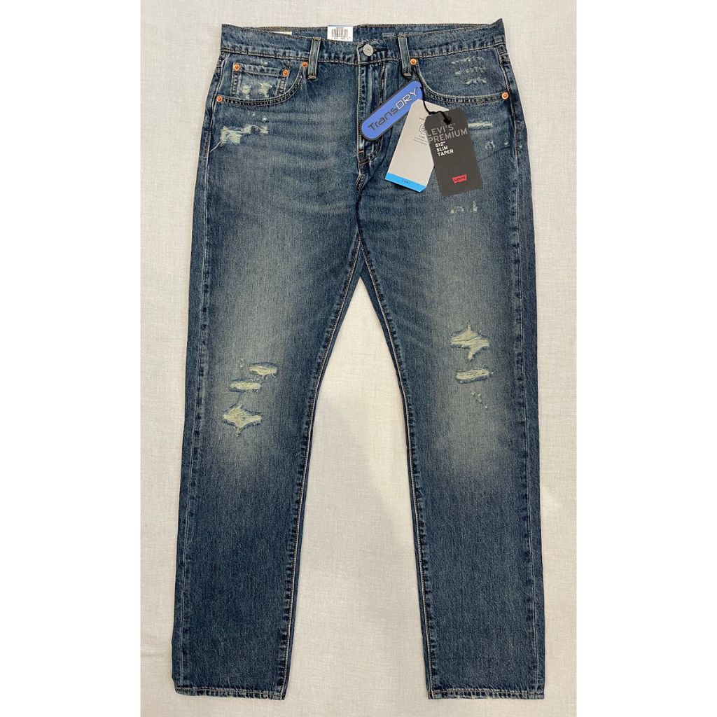 Levis 男款512 合身錐形牛仔褲涼感丹寧破壞復古深藍水洗28833-0303