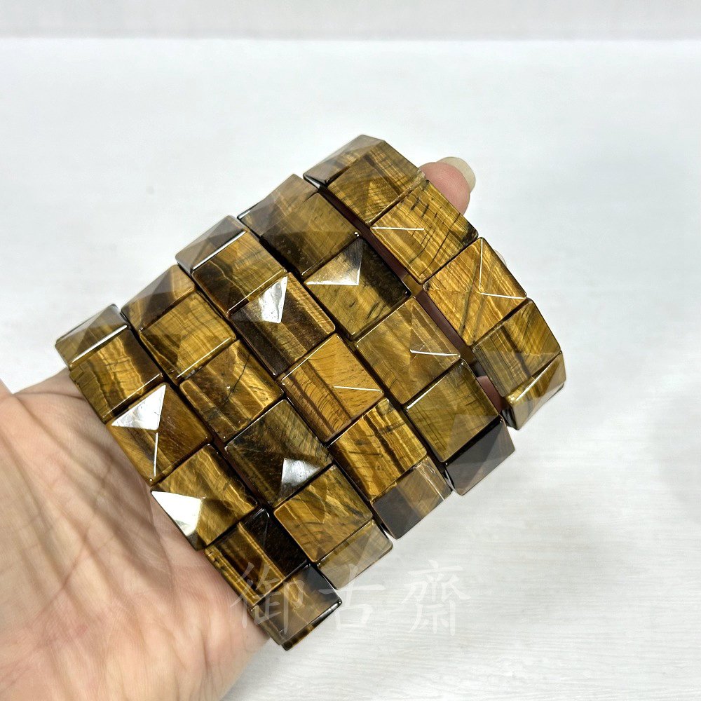 御古齋】精選天然虎眼石手排三色虎眼黃金虎眼藍金虎眼招財避邪