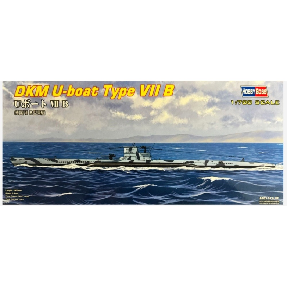 Kit Modèle Réduit Kriegsmarine Maquette De Sous-marin Hobbyboss - DKM U-Boat Type VII B 1:700