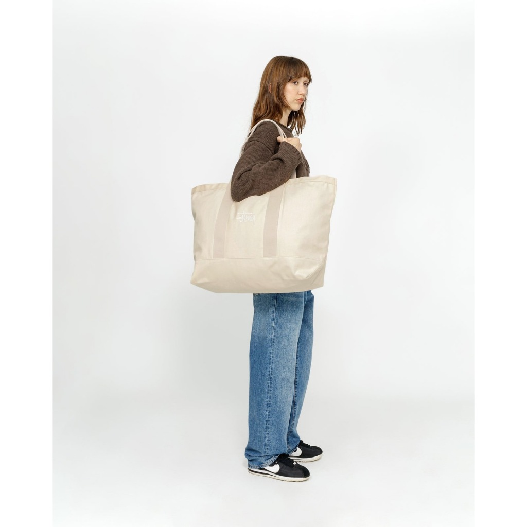 石頭選貨🪨】預購STUSSY NEEDLE PUNCH XL TOTE BAG 基本款純棉帆布大托