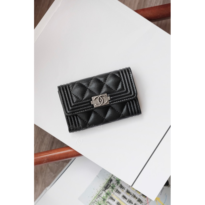 Chanel boy best sale flap card holder