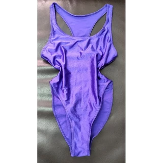 絕版 紫色 光澤感 性感高叉 緊身 連體衣 韻律服 舞衣