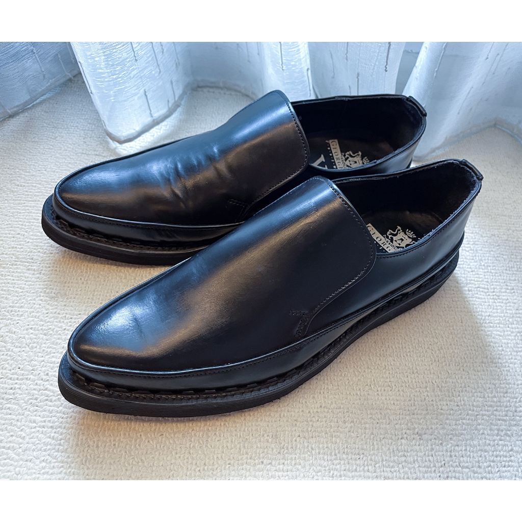 正品) Y's山本耀司真皮黑色尖頭鞋厚底鞋皮鞋子6號Yohji Yamamoto 百貨