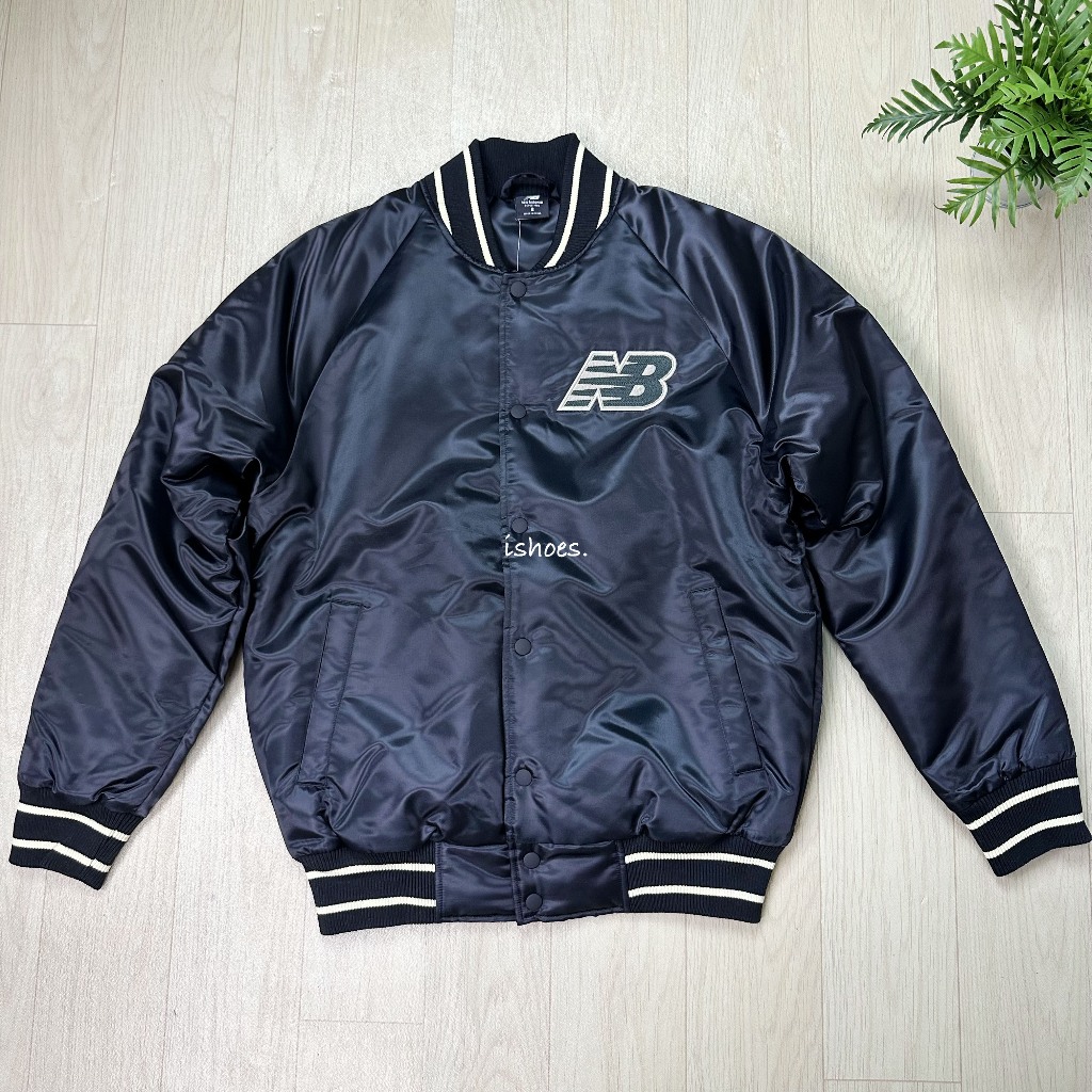 現貨 iShoes正品 New Balance 男款 棒球 流行 運動 穿搭 漆皮 亮面 NB 外套 MJ33550BK | 蝦皮購物