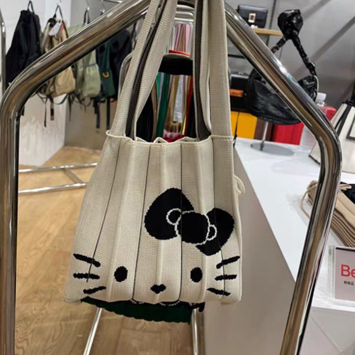 【Kitty控】小眾品牌Hello Kitty環保針織包百褶包手提包好收納可愛輕便辣妹必備 | 蝦皮購物