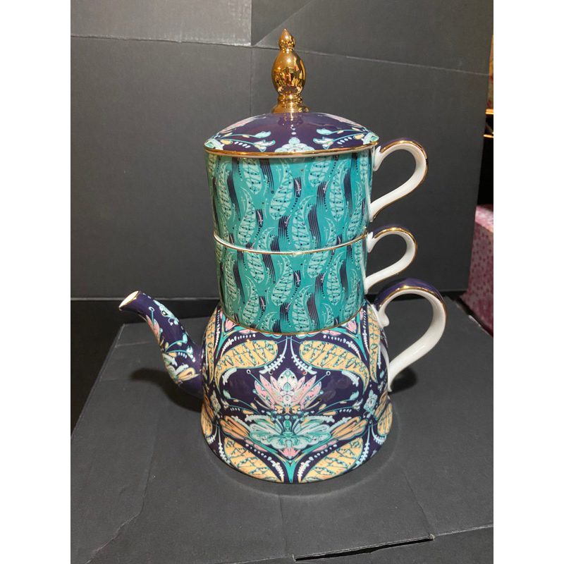 國外帶回T2 tea Damask tea for two兩人用藍綠色茶壺茶杯組 | 蝦皮購物