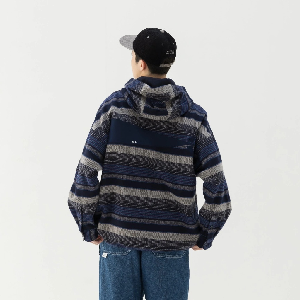 AllenTAPS】DESCENDANT 23AW MOLE HOODED STRIPE LS SHIRT
