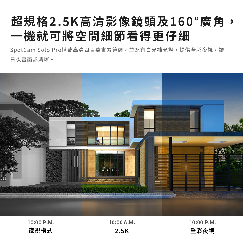 SpotCam Solo Pro 免插電免佈線2.5K 高清防水監視器監控套包四路監視器