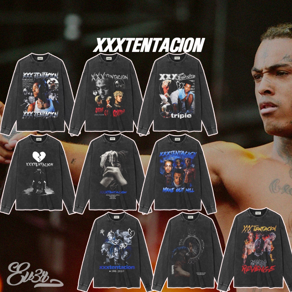 EV3R｜XXXTENTACION xxx 合輯紀念美式復古嘻哈純棉水洗黑長袖大學T XXXL01 | 蝦皮購物
