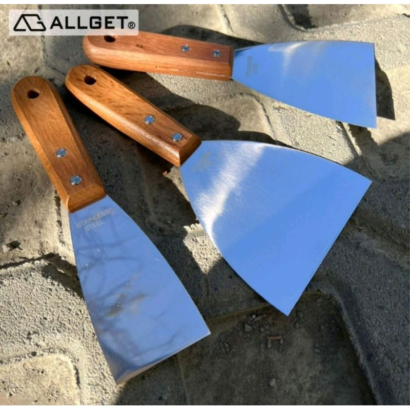 【ALLGET】木柄不鏽鋼油灰刀 刮刀 漆杯 補杯 漆刀 油灰刀 不鏽鋼刮刀 批土 補灰 木柄刮刀 | 蝦皮購物