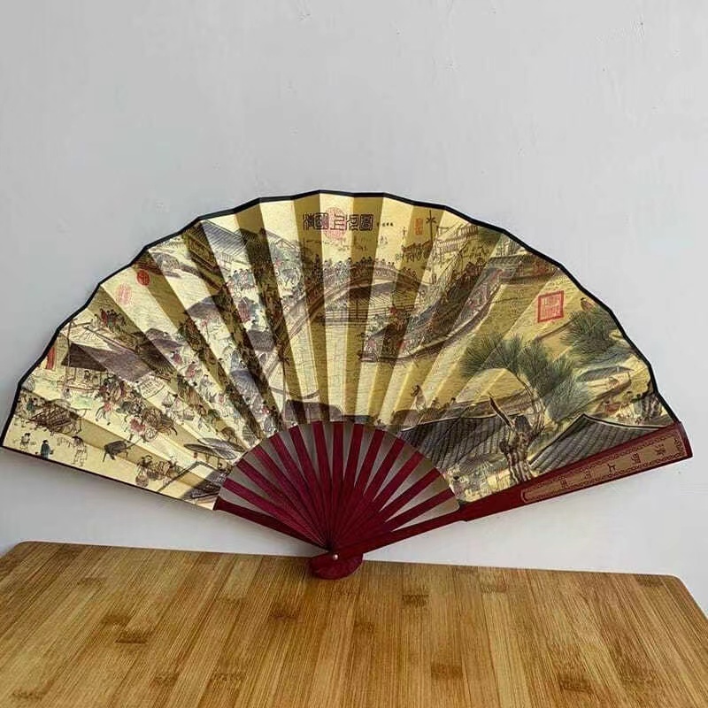 清明上河图长卷系列仿古画扇中国风大挂扇墙挂装饰大扇子工艺折扇-Taobao Vietnam