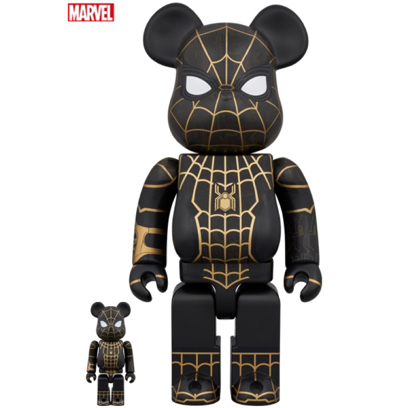 預購Be@rbrick Spider Man 黑金套裝400％ 100% Black Gold Suit