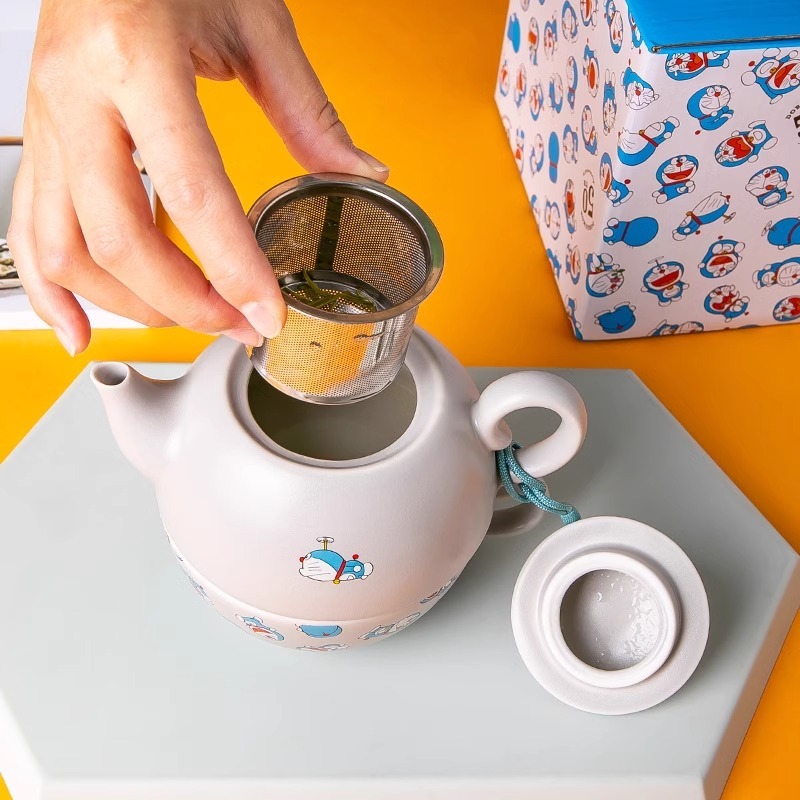 現貨】正版哆啦A夢茶壺高顏值壺身+茶杯套裝泡茶禮物小叮噹哆啦美哆啦a