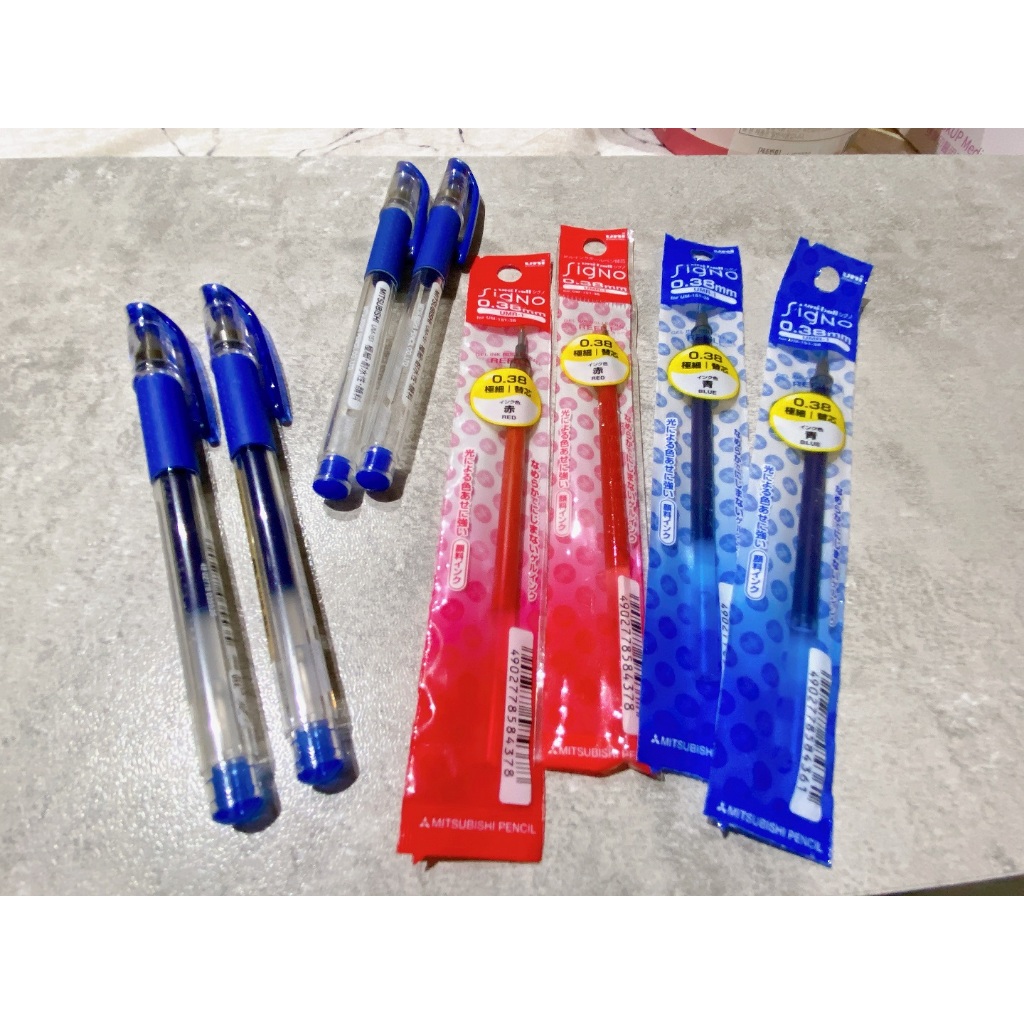 （合售）三菱uni-ball UM-151超極細中性筆/筆芯(適用UM-151 中性筆替芯)0.38-藍色,紅色 | 蝦皮購物