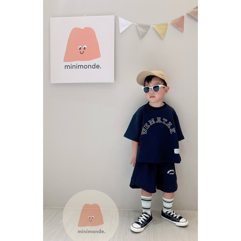 ｜現貨｜minimonde.整套 兒童 男童 韓版 夏款 休閒 字母 寬鬆 套裝 | 蝦皮購物