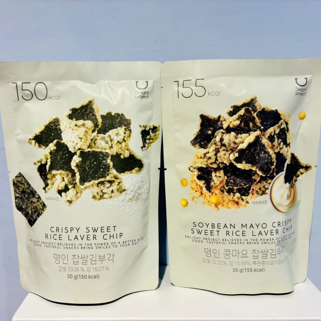 韓國  Olive young 低卡 海苔糯米脆片 紫菜美乃滋糯米脆片 蛋黃醬海苔糯米脆餅 30g 185g大包裝
