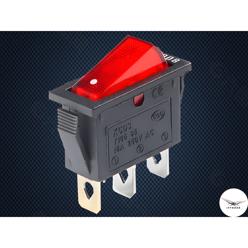 【洋將】船型帶燈開關 AC 110V/220V 1500W 銀觸點 翹板開關 3腳2檔 電源翹板開關 $S | 蝦皮購物