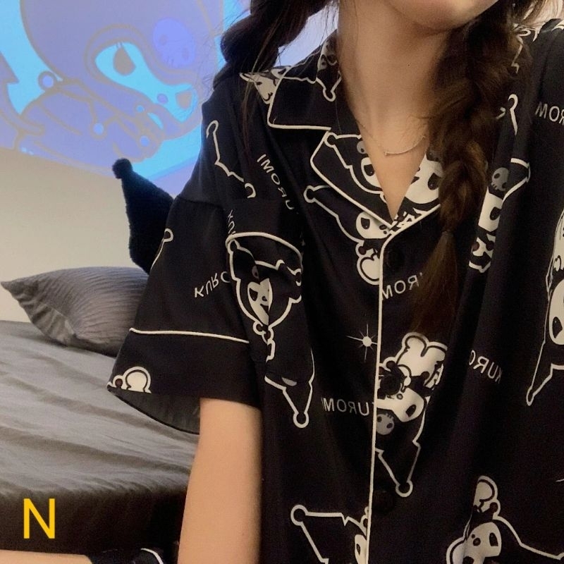 可愛睡衣套裝Kuromi圖案[bộ đồ ngủ Pijama hình Kuromi đáng yêu] | 蝦皮購物