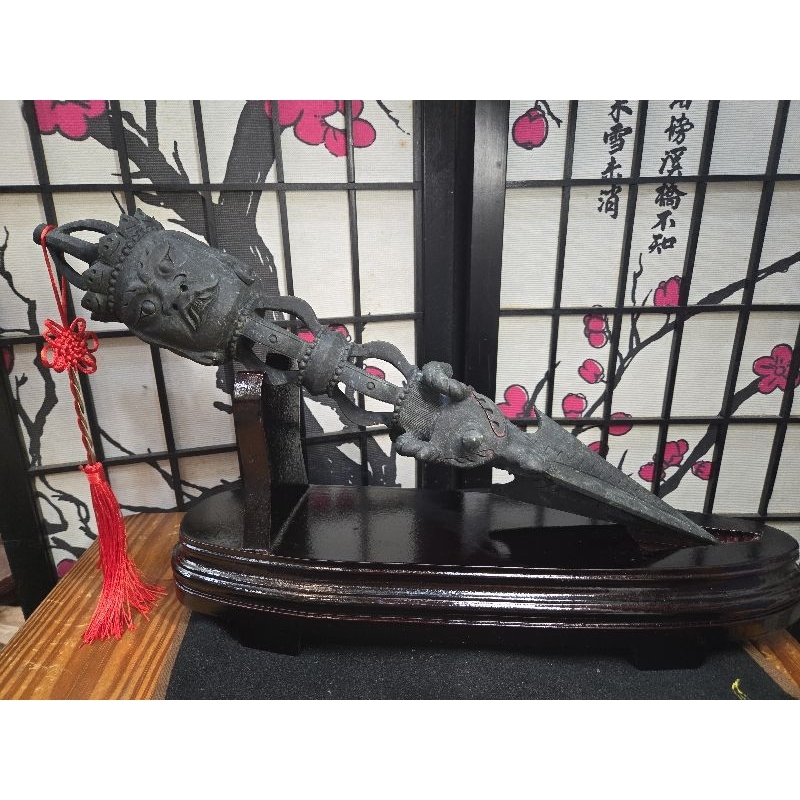 新疆黑天鐵﹝鎳鐵隕石﹞金剛普巴杵擺件】《三面普巴金剛降魔杵》天鐵馬