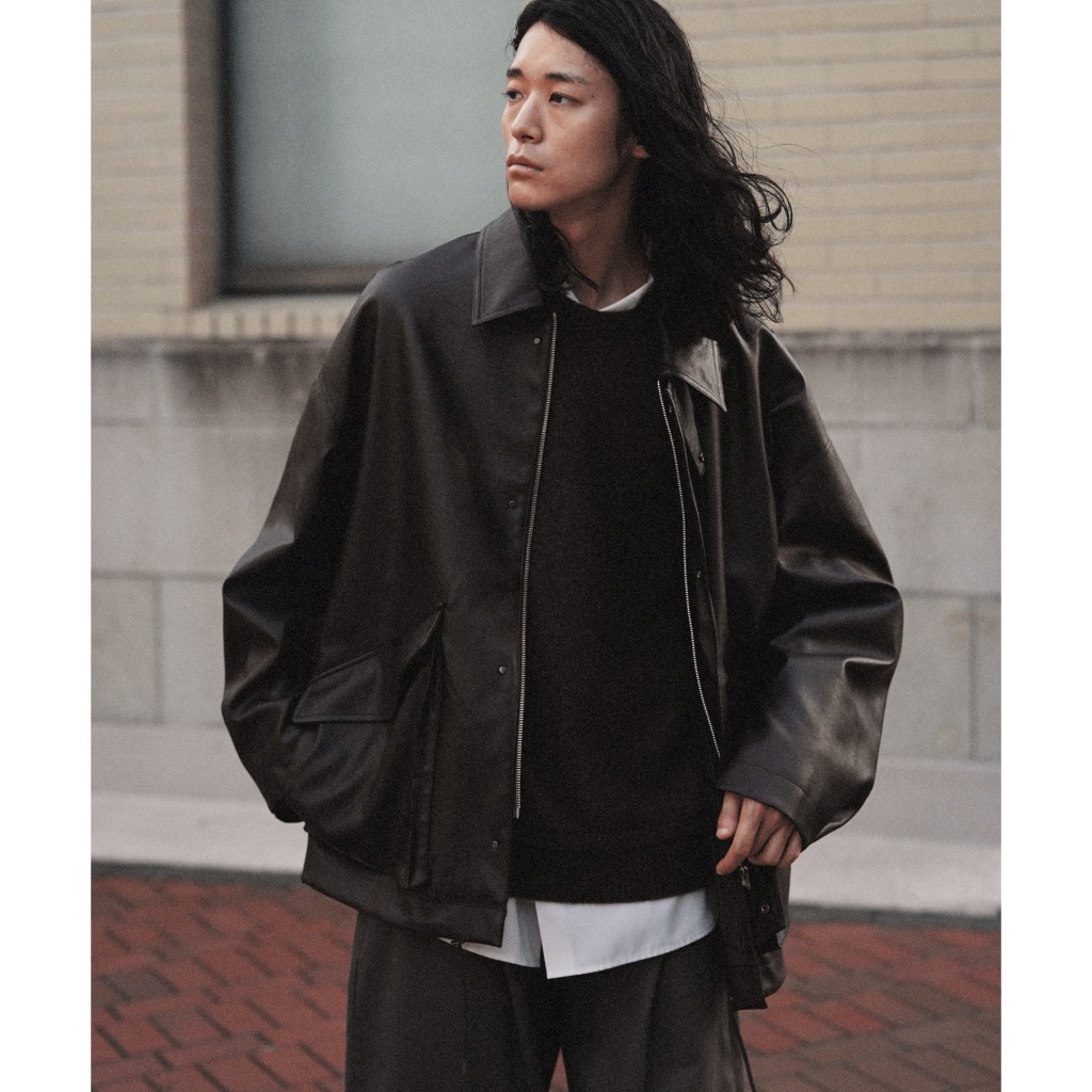 ラッピング不可】 【WYM LIDNM】FAUX BLOUSON MILITARY LEATHER