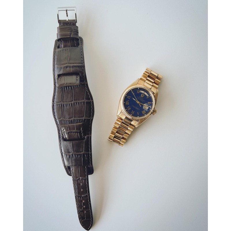 NEIGHBORHOOD LEATHER EMB WATCH BAND 青 正規 - 時計