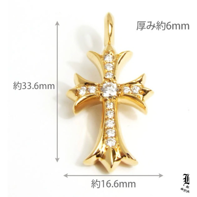 Chrome Hearts 克羅心 22K 十字花 鑽 墜飾CHARM - TINY CH CROSS - F / GL