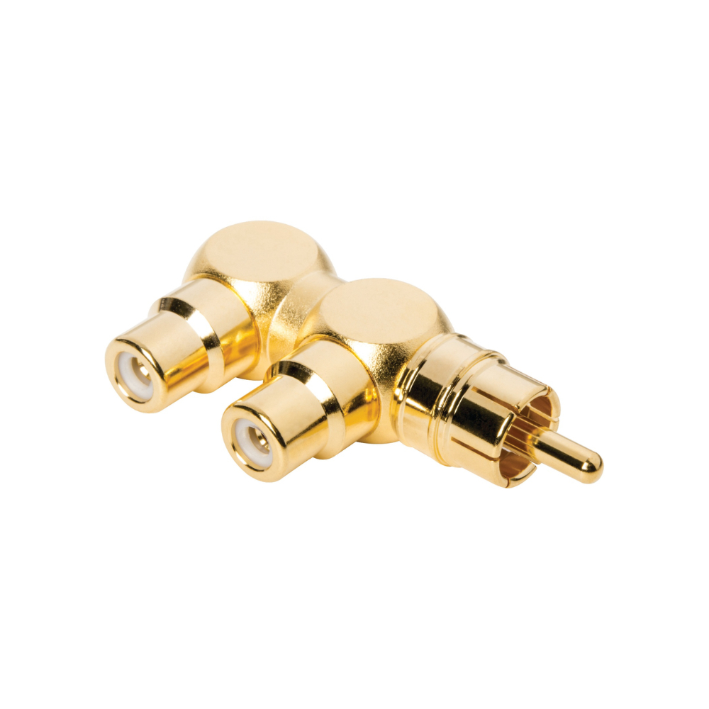 Vampire Wire #YF 1-Male To 2-Female RCA Gold Y Adapter Cables - All Metal