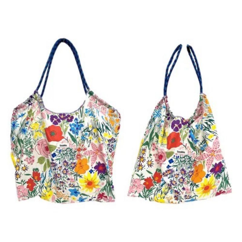 [日本直送]保證正品 日本 Sozakka 充滿朝氣 棉質 花朵印花 輕巧 手提包 肩背包 環保袋 備用包 | 蝦皮購物