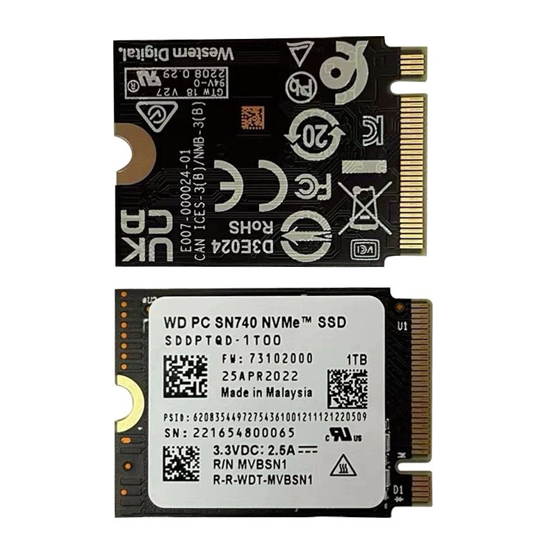 新品現貨供應WD SN740 2230 SSD 1TB/2TB PCIe 4.0x4 STEAM DECK容量