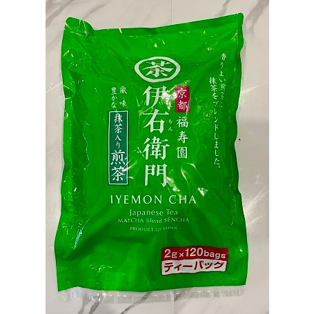 現貨》120袋宇治の露伊右衛門京都福壽園抹茶入綠茶/ 玄米茶茶包2克*120