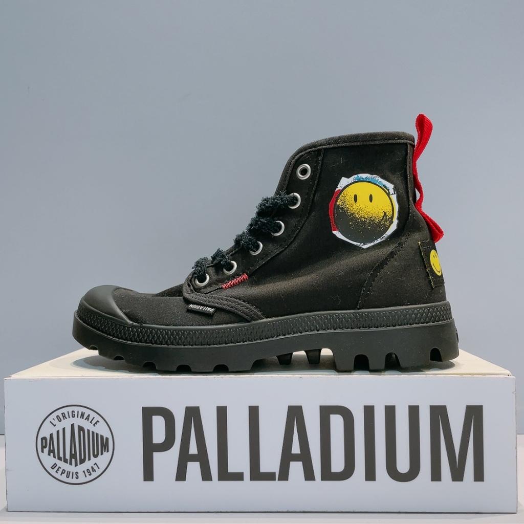 PALLADIUM PAMPA X SMILEY 1970 男女款 黑色 微笑系列 帆布 休閒鞋 77361-008 | 蝦皮購物
