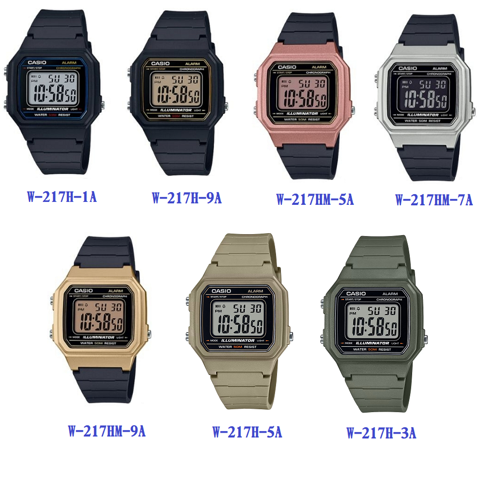 [幸福時刻]CASIO功能造型運動防水50米W-217H數位顯示的W-217H-1A W-217H-3A | 蝦皮購物
