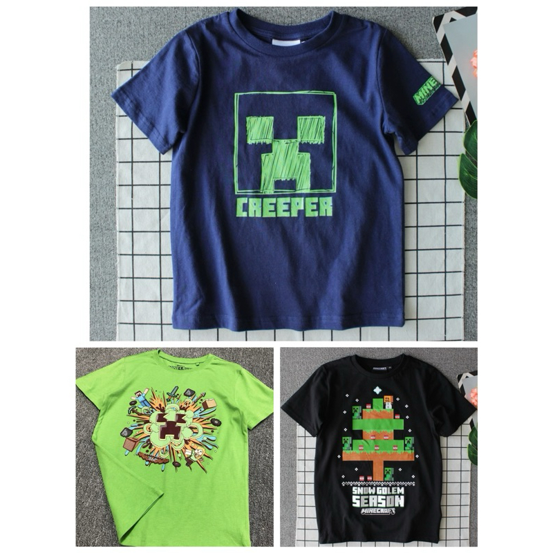 現貨 ️外貿出口Minecraft 我的世界麥塊t恤衣服創世神衣服短䄂苦力怕夏季純棉薄款棉質男童短短袖中大童上衣 | 蝦皮購物