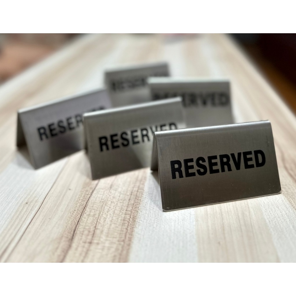不鏽鋼製預約牌 桌上立牌 告示牌 訂座牌 RESERVED 雙面印刷 | 蝦皮購物
