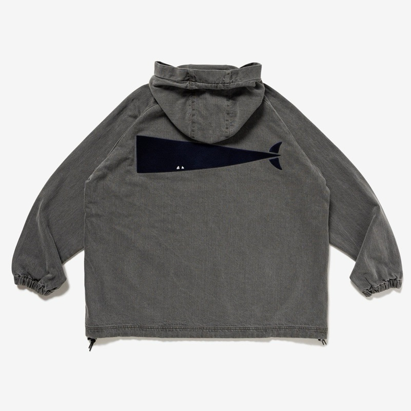 DESCENDANT 24SS MOLE HOODED LS SHIRT PIGMENT DYE 鯨魚灰連帽2號 