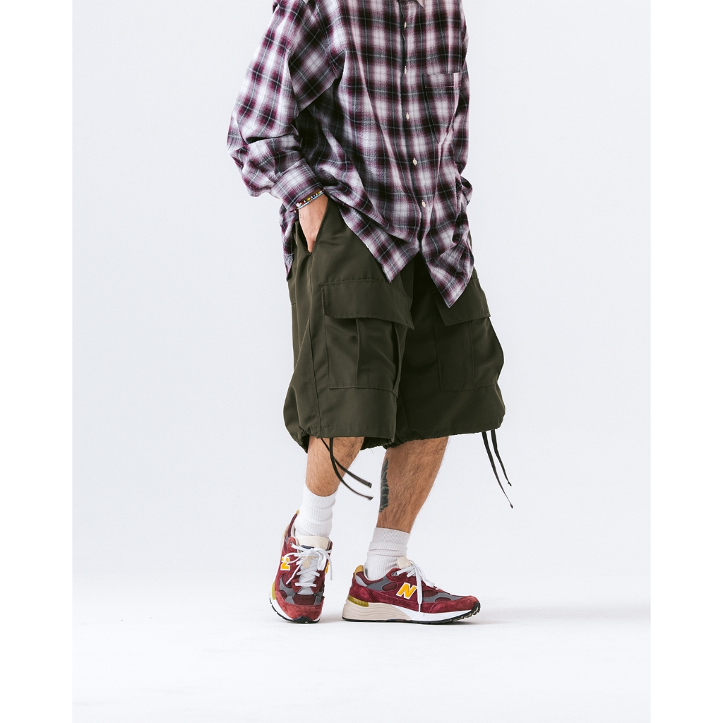 【ANGLAN】Front Cargo Pocket Half Pants Huge Cargo Pocket Half Pants - Khaki - ANGLAN
