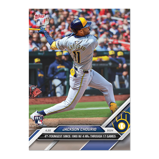 【帝國棒球商城】Jackson Chourio 2024 隊史第四年輕17場4轟 RC Topps Now MLB 球員 | 蝦皮購物