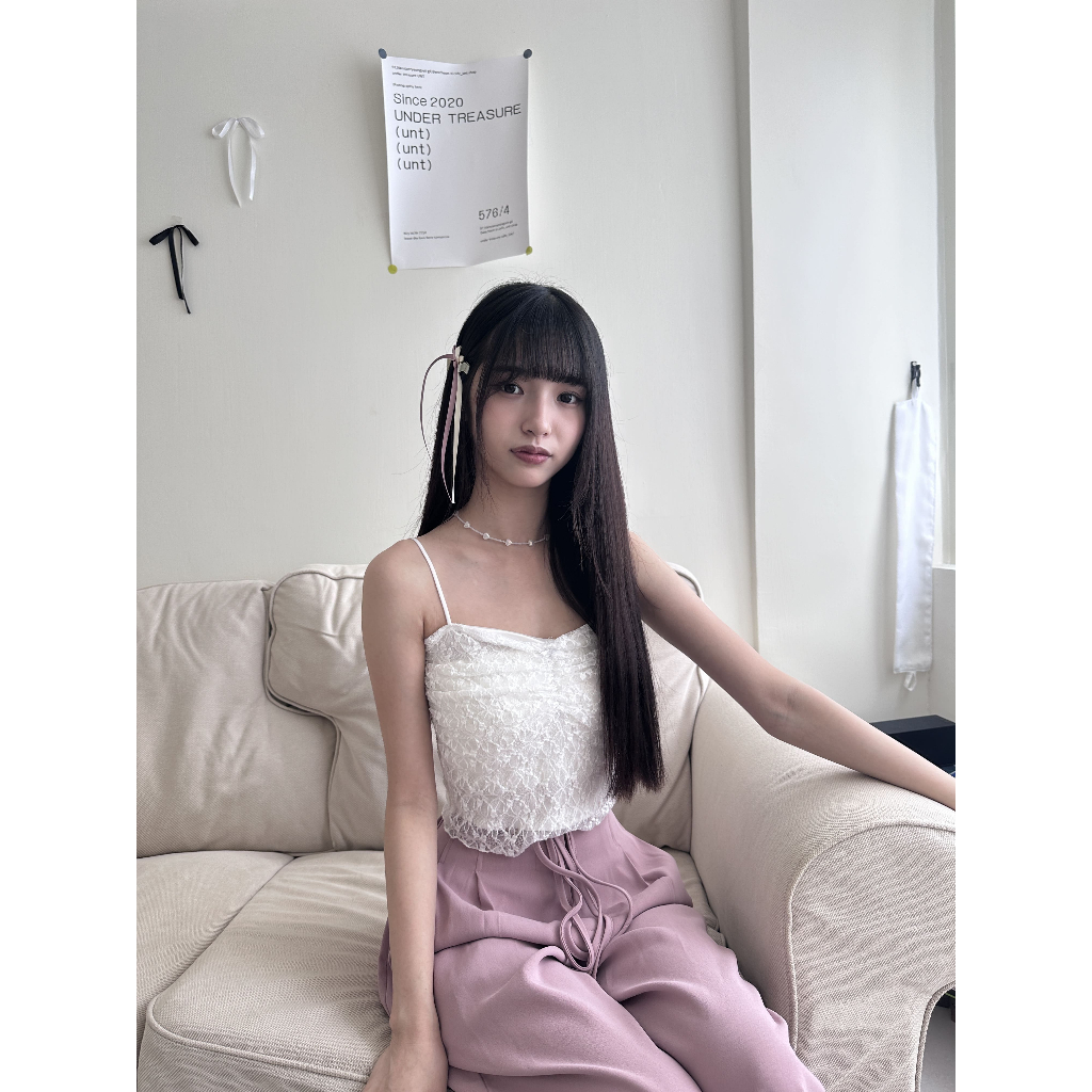 Fairy_tail.tw J05 人間香奈兒 氣質蕾絲抓皺背心 正韓代購 韓國代購 韓系 東大門 | 蝦皮購物