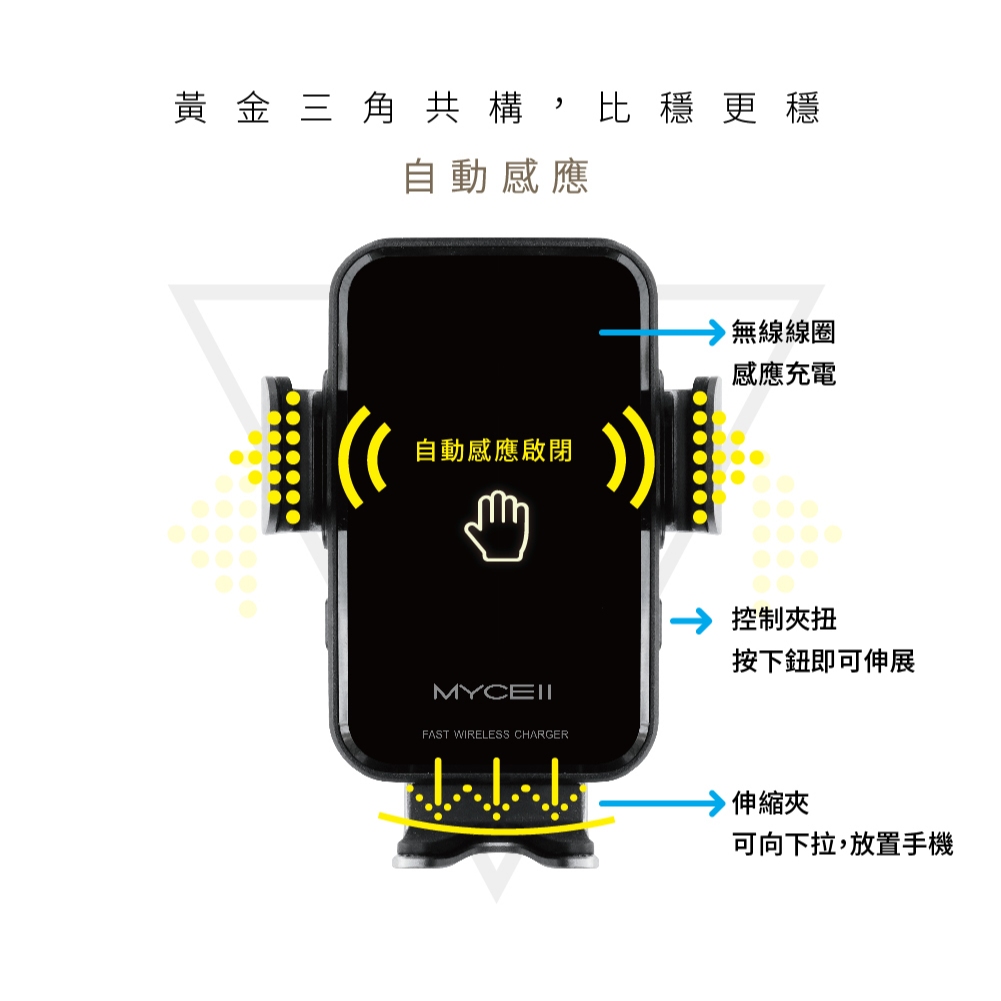 MYCELL | 15W 第三代無線超閃充車架組QC2.0/3.0快充APPLE 7.5W MYCELL | 15W 第三代無線超閃充車架組QC2.0/3.0快充APPLE 7.5W