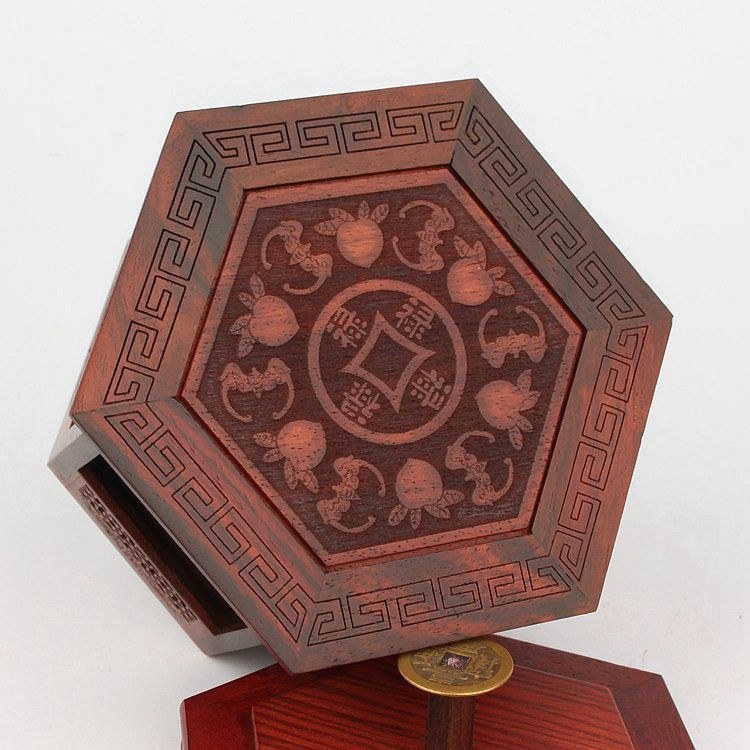 茶王商店】紅酸枝六角香爐紅木香爐酸枝紅木實木爐六角香爐薰香爐