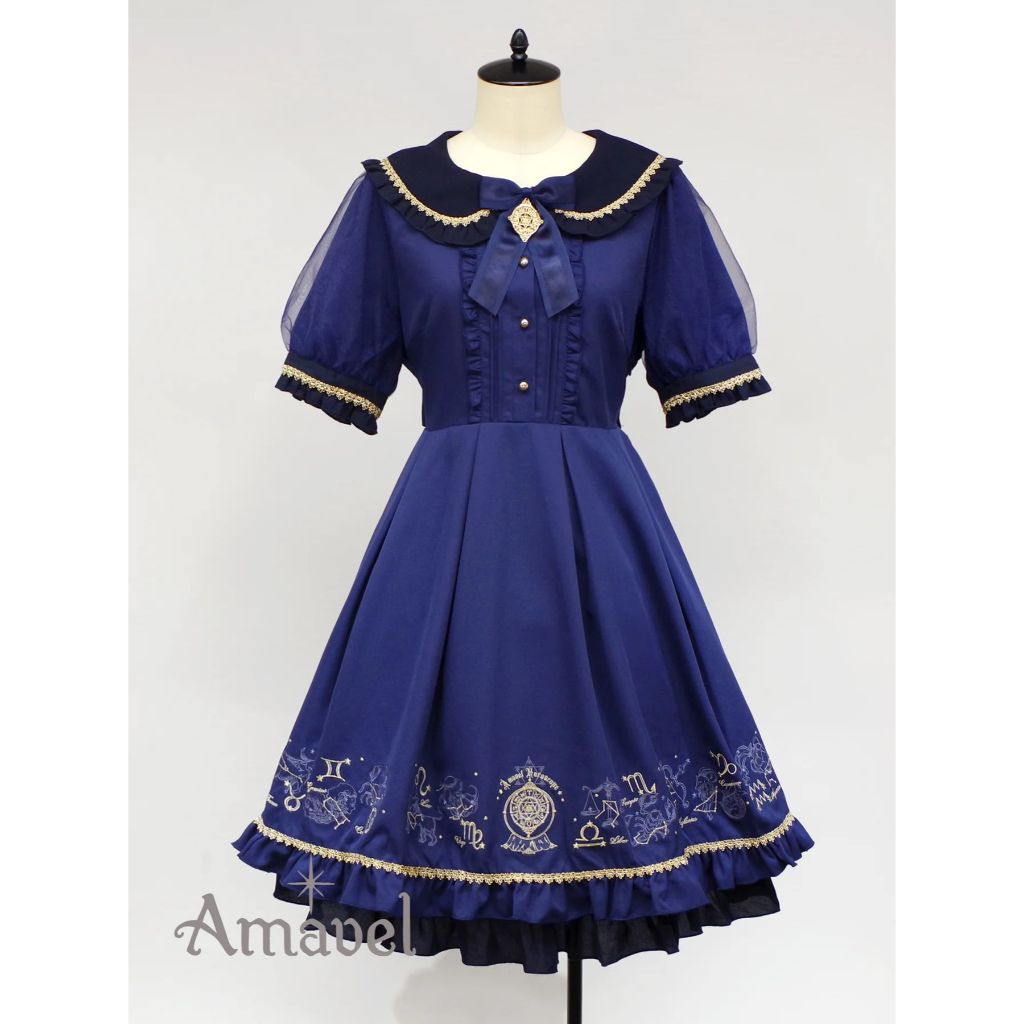 全新現貨】Amavel Fortune Horoscope チュールスリーブワンピース黑色