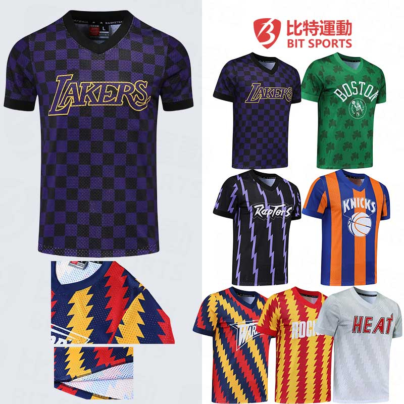 BIT SPORTS比特 美式復古NBA球服 湖人公牛火箭勇士V領訓練服 網眼短袖 運動短袖 排汗球衣 籃球球衣 短袖男 | 蝦皮購物