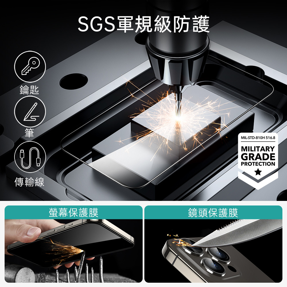 ESR 億色 黑邊滿版 iPhone 15 Pro Max 6.7 吋 (2023) 高透鋼化玻璃貼3片組 - 附贈鏡頭貼2組 + 貼膜神器