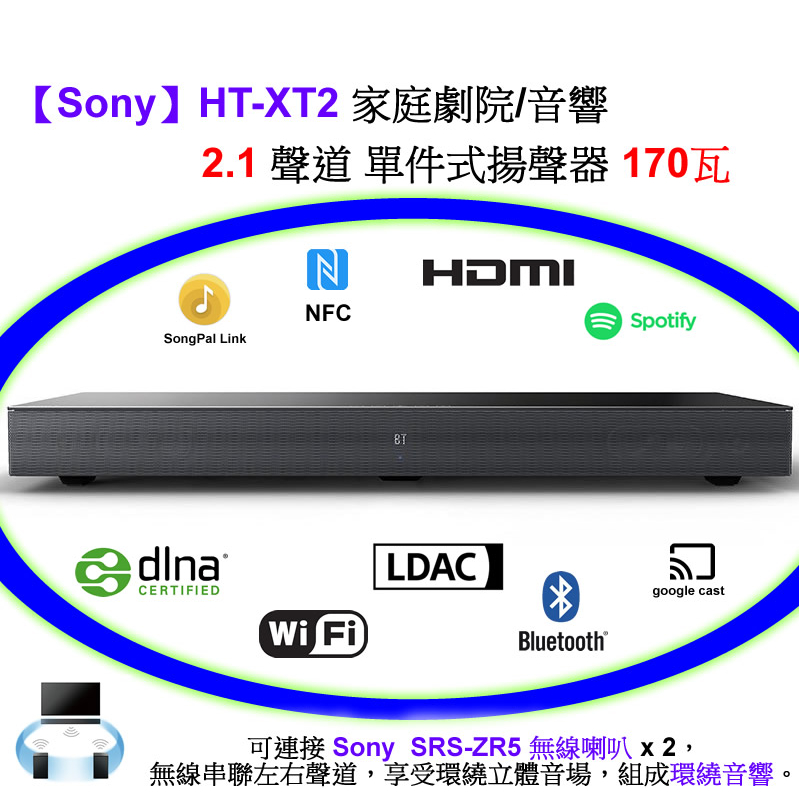 Sony】HT-XT2 - 家庭劇院/音響- 聲霸Soundbar 2.1 聲道單件式揚聲器170