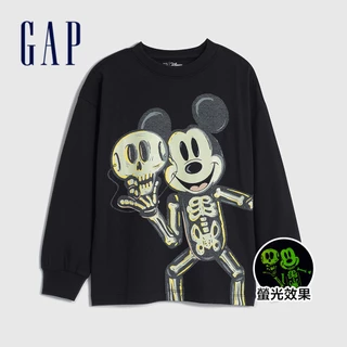 Gap 男幼童裝 Gap x Disney迪士尼聯名 純棉印花圓領長袖T恤-黑色(774140)