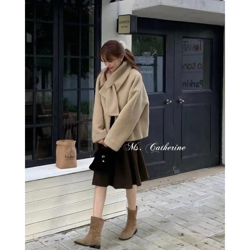 Product image Ms. Catherine 🕊正韓🇰🇷Paris coat｜極簡質感🐑法式羊羔毛圍巾毛絨外套 nooknook 3