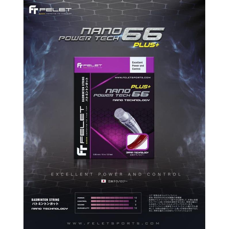 《輝厲 FELET》 NANOPOWERTECH 66+ 0.66 比賽級 專業羽球線 | 蝦皮購物