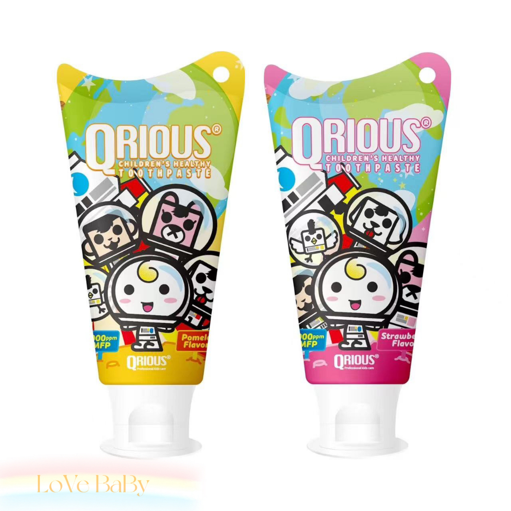 【QRIOUS 奇瑞斯】紫錐菊護齒兒童牙膏- 經典黃金柚/蜜蜜粉草莓 | 蝦皮購物