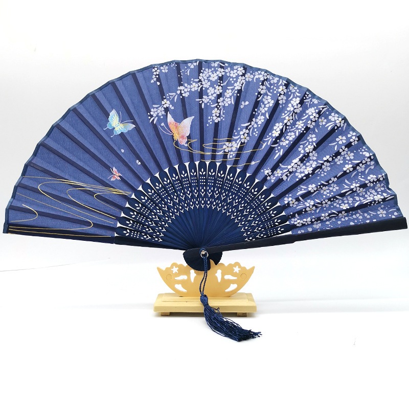 竹製手扇 古風摺扇 真絲扇 夏季 男女扇 櫻花折疊扇 道具跳舞扇 中國風 日式扇子 絹扇 | 蝦皮購物